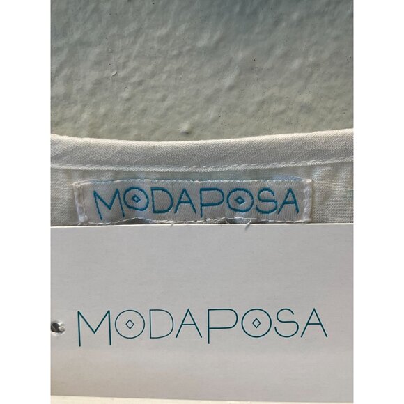 MODAPOSA Embroidered Summer Dress or Kaftan Beach Cover-Up Aqua Blue - Picture 3 of 10